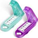 DUBSTAR 2PCS Pill Cutter Splitter for Small and Tiny Pills, Multiple Pill Cutters for Small or Large Pills, Adjustable Pill Splitter with Centering Device and Blade Guard (Purple+Cyan)