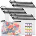 24pcs Large Mesh Zipper Pouch File Bags YOPCDJ Reusable Zippered Pouches for Organizing Classroom, Board Game Storage, Puzzle Bags Black