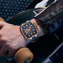 MF MINI FOCUS Men's Watches Analog Fashion Wrist Watch, Skeleton Tonneau Watches for Men with Chronograph,Ideal for Sports Enthusiasts and Daily Wear