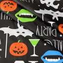 Newbridge Halloween Party Ghosts and Bats 52 x 70 Inch Rectangle Vinyl Tablecloth with Flannel Backing, Spooky Black Ghost and Bat Print, Easy Care Wipe Clean Table Cover