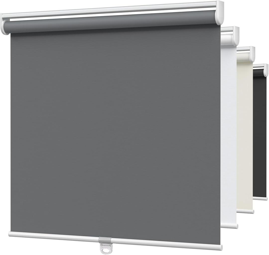 MYshade Blackout Cordless Roller Shades, Room Darkening Free-Stop Roll Up Blinds for Windows, Pull Down Blocking Blind for Home and Office, Easy to Install, 27" W X 50" H, Grey