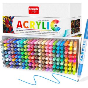 Guangna Acrylic Gel Pens 168 Color, Colored Pens for Journaling, Coloring Books, Calligraphy, Note Taking & DIY Crafts, RollerBall Pen Tip