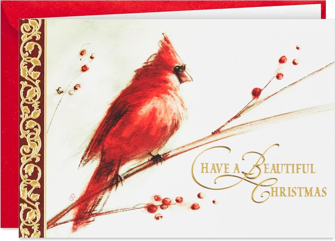 Hallmark Boxed Christmas Cards, Painted Cardinal (40 Cards and 40 Envelopes) Beautiful Christmas