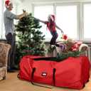 Holiday Cheer Christmas Tree Storage Bag with Wheels  Heavy Duty Christmas Tree Bag Fits Up to 7.5ft Tall Artificial Christmas Tree, Waterproof, Durable Handles & Zipper  Xmas Tree Storage Bag (Red)