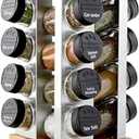 Kamenstein 16 Jar Warner Revolving Countertop Spice Rack Organizer with Lift & Pour Caps and Spices Included, FREE Spice Refills for 5 years, Stainless Steel & Bamboo with Black Caps