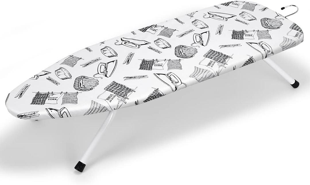 Duwee 13"x36"Table top Ironing Board with Thicken Felt Padding, Heat Resistant Cover,Stainless Steel Hook,Extra Long Ironing Area