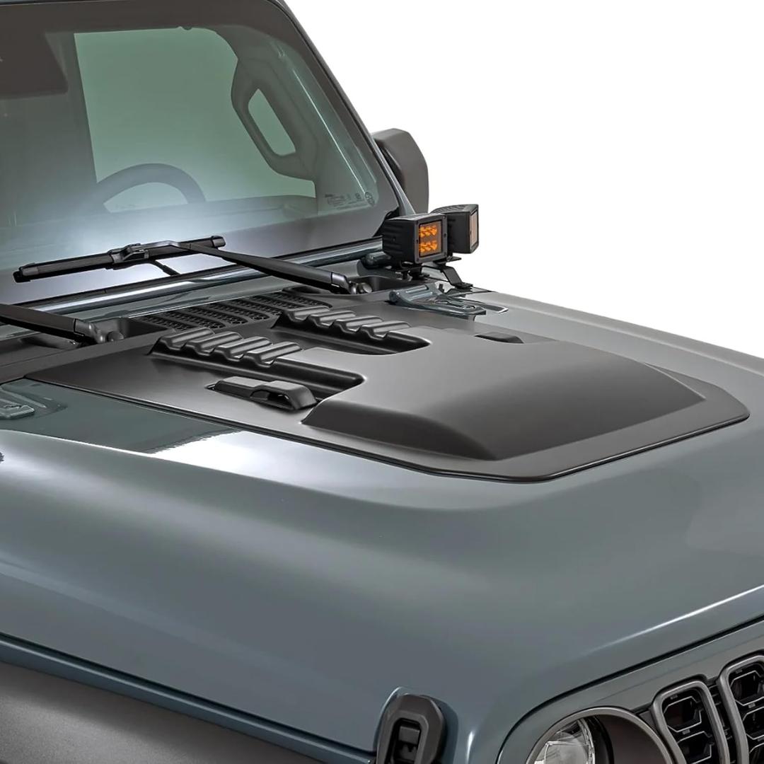 Rough Country Hood Scoop for Jeep Wrangler JL & Gladiator JT (20182025) - Matte Black, Paint-to-Code, Aggressive Style, Precision Fit, No-Drill Install