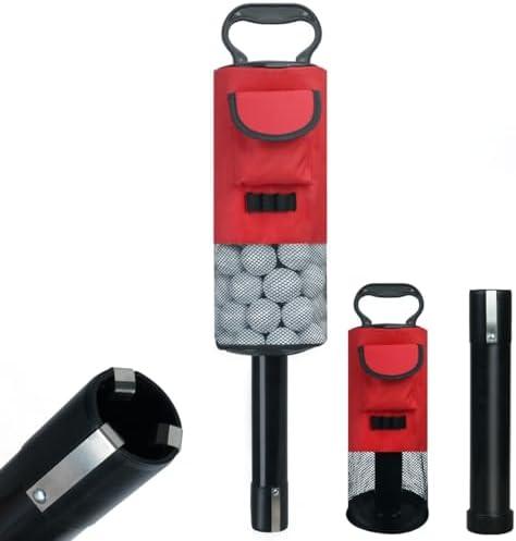 HOW TRUE Golf Ball Retriever, Portable Shag Bag Golf Ball Pick Up with Removable Plastic Tube, Pocket Shagger Storage