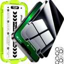 Esanik [2+2 Pack for iPhone 13 Pro 6.1 Privacy Screen Protector  Anti-Spy Tempered Glass & Camera Lens Cover, Military-Grade 9H Hardness, Anti-Scratch, Flawless Fit Tray
