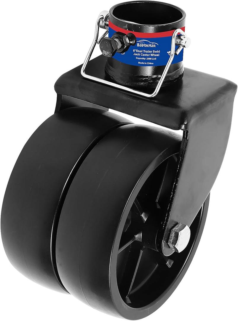6-Inch Boat Trailer Jack Wheel  Heavy-Duty 2000LBS Replacement Caster Wheel with Axle Bolts & Nuts (Fits 1 or 2 Wheels)