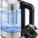 OVENTE Digital Glass Electric Kettle with Temperature Control, 1.8L Cordless Electric Tea Kettle with 7 Presets, Water Boiler Electric Pot, Keep Warm Function, Auto Shut-Off, Silver KGD752S