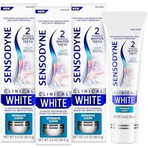 Sensodyne Clinical White Toothpaste Clinically Proven Whitening for Sensitive Teeth, Intensive Clean, 3.4 oz (Pack of 2)