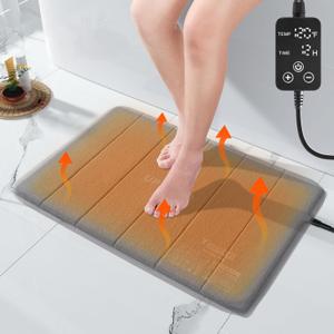 Yimobra Heating Pad for Bathroom Rugs, with Memory Function, Adjustable Temperature (32-146) and Time (1-24h),Keep Dry Bathroom Bath Mat in Winter Every Day, Waterproof, 25"x17.5"