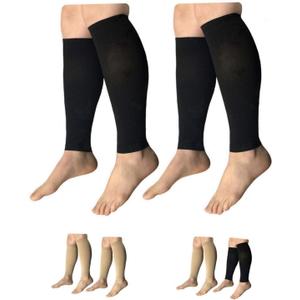 HealthyNees Shin 15-20 mmHg Med Compression Circulation Wide Leg Big Calf Sleeve (Black Combo, 4X-Large)
