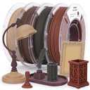AMOLEN Wood PLA Filament Bundle 3D Printer Filament Wood Sets,Dark Walnut/White Oak/Cherrywood/Green Sandalwood Natural Color 3D Printing Filament PLA Filament 1.75mm, 200g*4 Spools