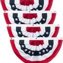 4PCS American Pleated Fan Flag, 3 x 6 Feet USA Patriotic Half Fan Bunting Flag for Outside, Indoor Outdoor Patriotic Decorations for 4th of July Bunting Outdoor, Memorial Day and Veterans Day