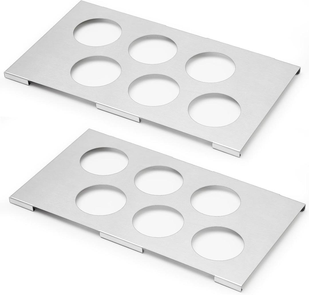 LemonRoad 2 Pack 6 Hole Stainless Steel Squeeze Bottle Template Fits 1/3 Size Food Pan Holds Six 63mm Diameter Bottles for Restaurant Kitchen Sauces Dressings or Condiments Convenient Storage