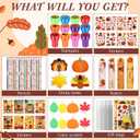 Epakh 192 Pcs Fall Thanksgiving Party Favors Classroom Gifts Friendsgiving Goodie Bags Carnival Day Prizes Pumpkin Turkey Pencils Notepads Stamps Bulk for Autumn Themed Stationery Rewards Set (Fall)