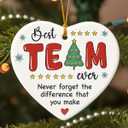 3 x Best Team Ever Gifts 2025, Inspirational Gift for Coworkers, Employees, Staff, Work Bestie, Heart Shaped Ceramic Ornaments Appreciation Gift for Coworkers, Team Gifts for Employees