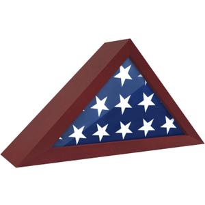 Flag Case - Small Solid Wood Military Flag Display Case for 3'x5' American Veteran Burial Flag with Polished Plexiglass
