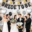 Black and Silver Bachelorette Party Decorations, Black Bride To Be Bridal Shower Decorations, Black White Silver Balloons and Diamond Ring Silver Heart Balloons for Bachelorette Engagement Wedding