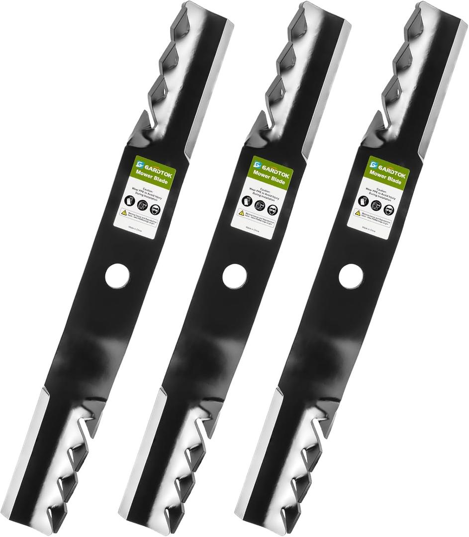 3 Pack Mulching Mower Blades 20.51" Replacement for Kubota K5371-34330 K5371-34340 K5371-99020 60 Inch Deck RCK60B-22BX RCK60B-23BX RCK60D-26BX 0.87" Circle Center Hole