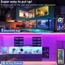 Keepsmile 100ft Led Strip Lights (2 Rolls of 50ft) Bluetooth Smart App Control Music Sync Color Changing RGB Led Light Strip with Remote,Led Lights for Bedroom Room Home Decor Party Festival