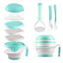 Matyz Versatile Baby Food Maker Set - Toddler Mill with Mash Bowl, Hand Masher, Citrus Juicer, Grater - Making Homemade Baby Food - Fruits and Vegetables Masher - No BPA (Mint Green)