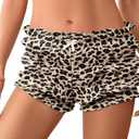 Rapbin Womens Ruffle Bloomer Shorts 2025 Low Rise Y2k Micro Mini Gingham Boxer Lounge Shorts Cute Sleep Bottoms S