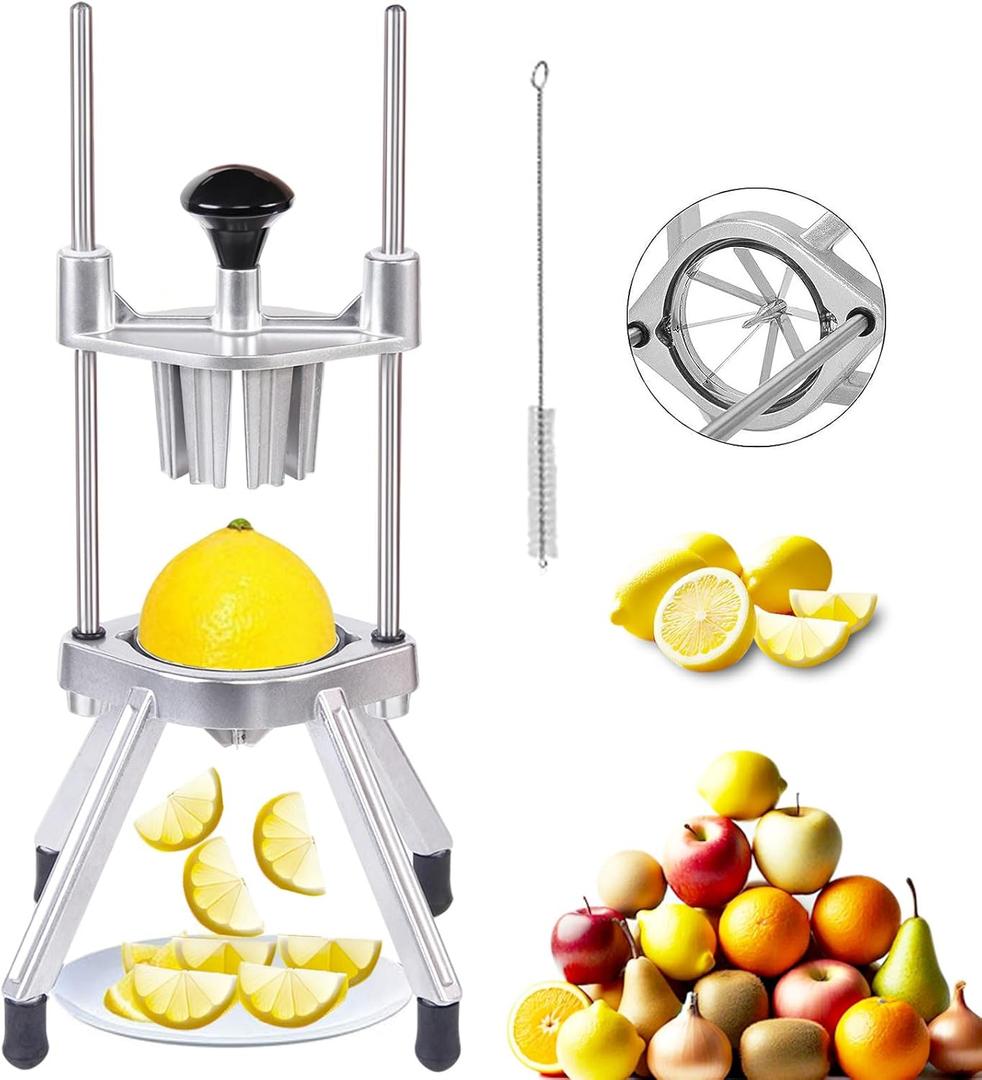 Commercial Lemon Cutter 8-Section with V-Shaped 420 Stainless Steel BladesEasy Wedger Stainless Steel Blade Fruit Lime Slicer NSF Certified Easy-to-Use for Bar Restaurant (8-Section)