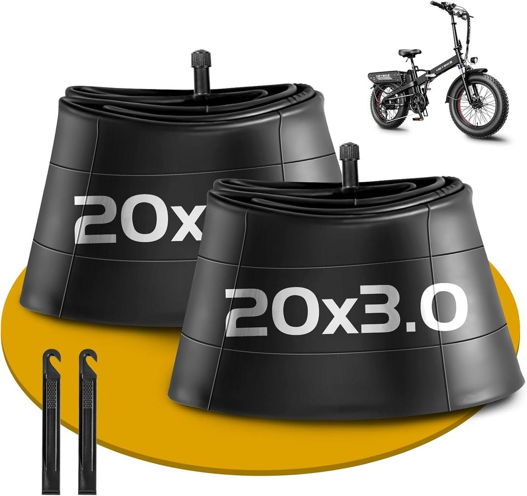 2 Pack 20 x 3.0 Fat Tire Tube Schrader Valve, Puncture Proof Bike Tubes for 20 x 3 Bicycle Tire, Butyl Rubber Inner Tube for EBike/Electric Bike/Mountain Bike