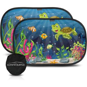 Car Window Shade for Baby with Certified UV-Protection 2 Pack - 20"x12" (Ocean)