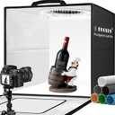 DUCLUS Light Box Photography 20" x 20", Large Portable Photo Studio Light Tent kit, Professional Dimmable Photo Booth with 216 LED Lights & 6 Backdrops for Jewelry and Food Items Product Photography