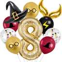 40-inch Number Magic Wizard School Balloons, Magic Wizard Themed Party Decorations, Snitch Balloons Suitable for Magic Themed Birthdays Baby Shower Party Supplies (Number 8)