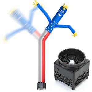 6ft American Flag Air Tube Dancer Inflatable Waving Tube Man with Lights & Built-in Blower - Wacky Waving Dancing Guy Set for Business Promotion