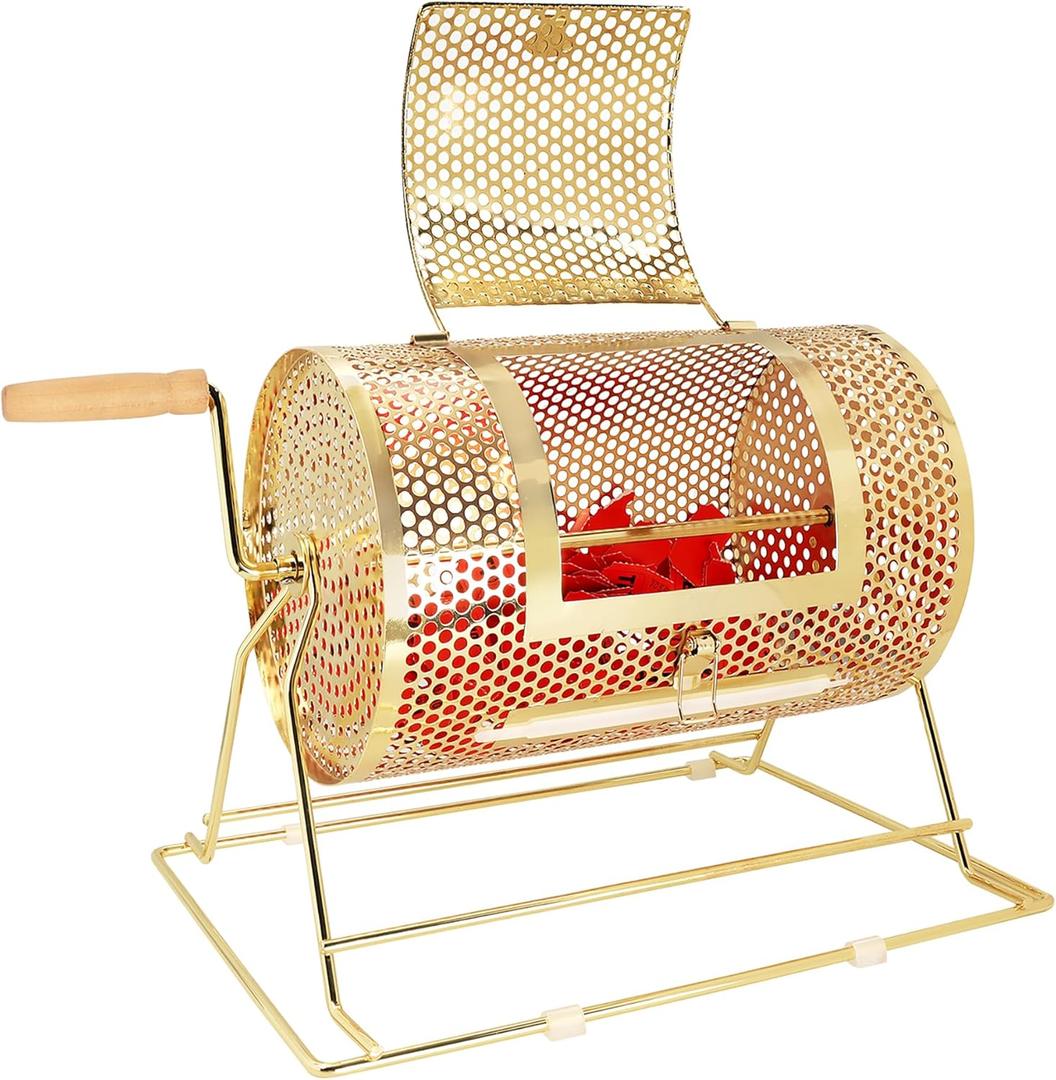 GSE Games & Sports Expert Brass Raffle Drum, Professional Raffle Ticket Spinning Cage, Holds 2,000 Tickets or 80 Ping Pong Raffle Balls (Available in Small, Medium, Large & X-Large)