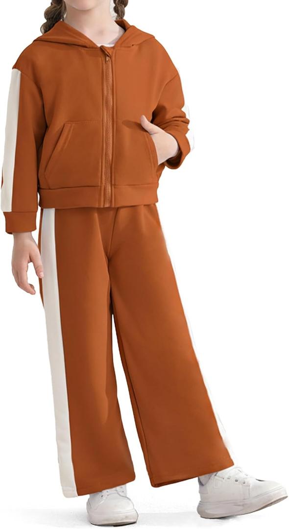 Mioglrie Girls Clothes 4T 5T Fall Winter Girl Outfit Toddler Girl Clothes Size 6 7 8 Sweatshirt Pant Clothing Sets (Autumn Brown)