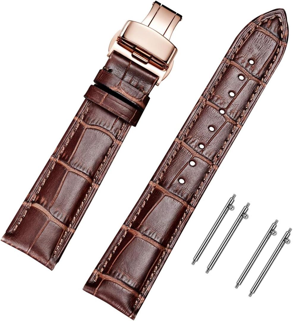 Moran Quick Release Leather Watch Bands Deployment Butterfly Buckle 18mm 20mm 22mm 24mm Blue Black Brown Calfskin Replacement Watch Strap for Men & Women Moran Quick Release Leather Watch Bands Deployment Butterfly Buckle 18mm 20mm 22mm 24mm Blue Black Brown Calfskin Replacement Watch Strap for Men & Women