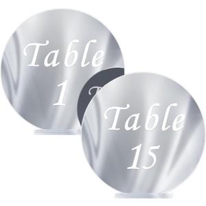 Acrylic Wedding Table Numbers 1-15 with Stands,6 Inch Round silver table numbers Signs, Perfect for Wedding, Reception, Centerpiece Decoration, Event, Party (White)