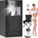 YSJILIDE Portable Steam Sauna for Home, Sauna Box with 3L Steamer/Chair/Remote Control for Personal Home Spa Indoor, Health Benefits and Relaxation (71''x32''x32'' XL Size Black)