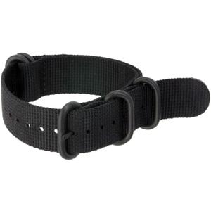 24mm Nylon Watchstrap All Black Premium Military Replacement 24mm Canvas Single Piece Watchband for Outdoor Sports
