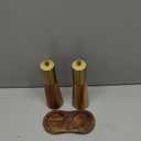 Gold Salt and Pepper Grinder Mill Set With Wood Base, Free Gold Funnel,Stainless Steel Manual Salt Shaker and Pepper Mill,Adjustable Thickness,Suitable For Kitchen (Salt & Pepper Grinder)