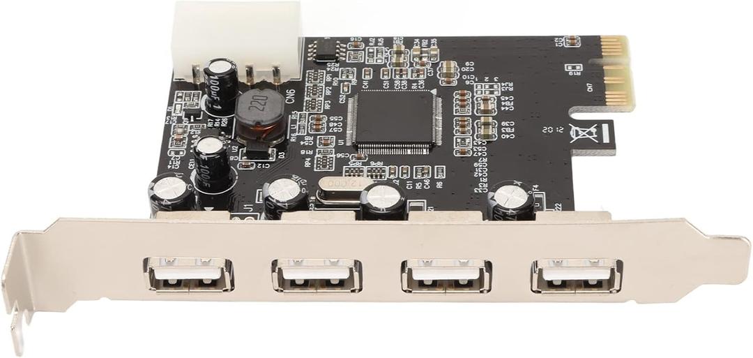 VINGVO PCIe to USB 2.0 Card 4-Port 4-Pin PCIe to USB 2.0 480Mbs Chassis Expansion Card