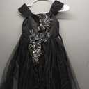 Weileenice Vintage Off The Shoulder Flower Girl Dress Lace Embroidery Little/Big Girls Wedding Bridesmaid Holiday Ballgown (7-8 Years, Classic Black)