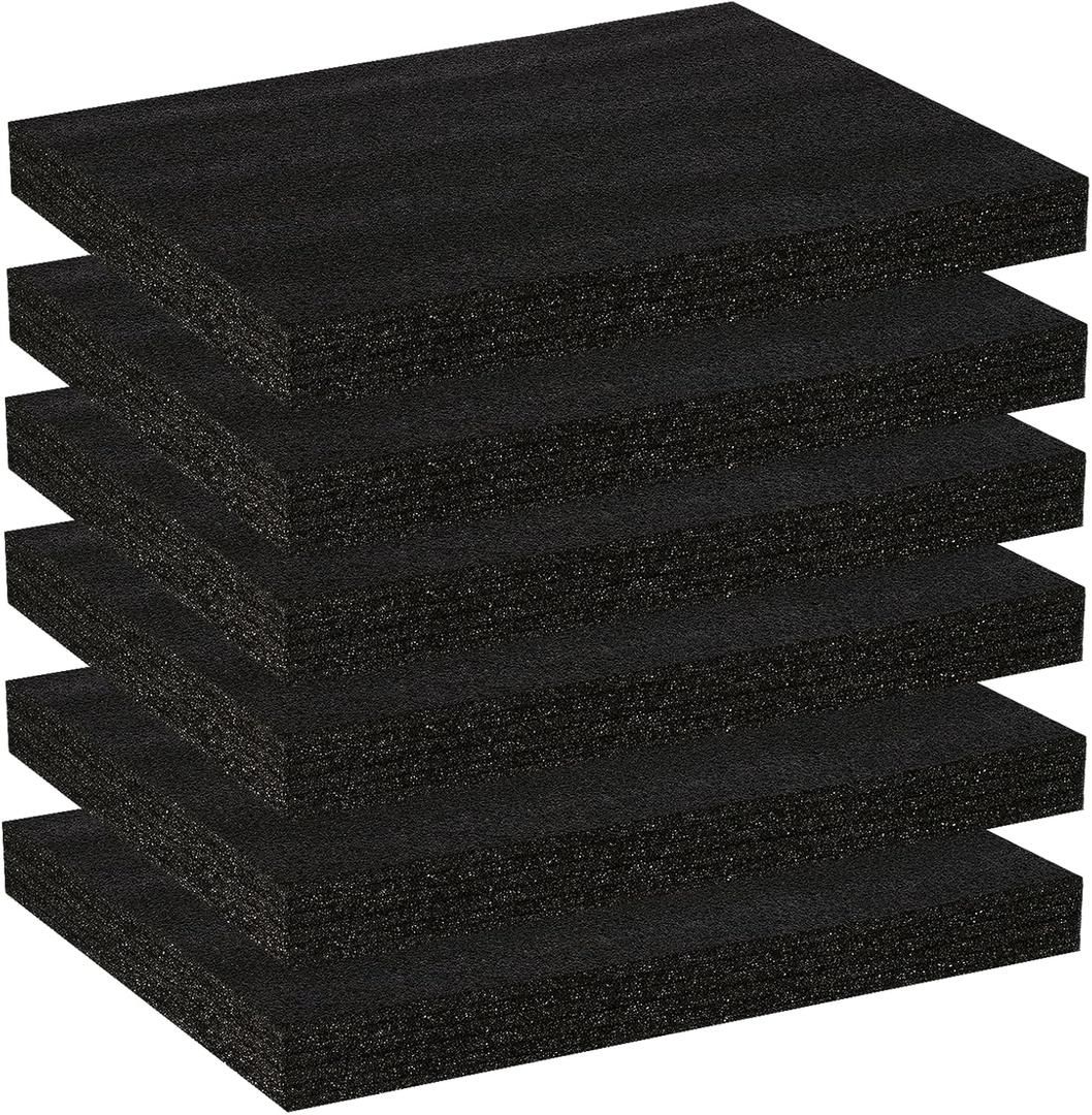 Black High Density Foam Insert Board 16'' x 12'' x 1.5'' for Case, 6pcs