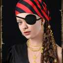 Fourluoo 31 Pieces Pirate Costume Women Rave Accessories Pirate Hat Head Scarf Sash Belt Necklace Earrings for Cosplay Party (Red)