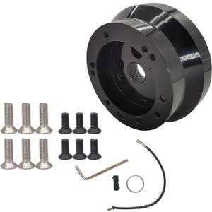 5 & 6 Hole Billet Steering Wheel Hub Adapter Replacement for Chevy 1969-1994 GMC Truck Pickup Van-s J-eep Bui-ck Chry-sler Dod-ge Pon-tiac Ca-dillac (Black)