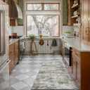 WILLSUN Washable Area Rugs, 2x6 Non-Slip Boho Area Rugs for Kitchen, Living Room, Bedroom, Machine Washable Vintage Rug, Indoor Floral Print Carpet for Home Decor, Kid & Pet Friendly Mat (Beige)