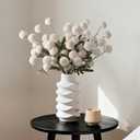 HyeFlora Fake Kiku Flowers, Faux Silk Pompon Mums Artificial Flowers, Chrysanthemum Stems Floral Arrangement Dried Flowers Vintage Decorative Indoor Home Vase Decor White (Vase not Included)