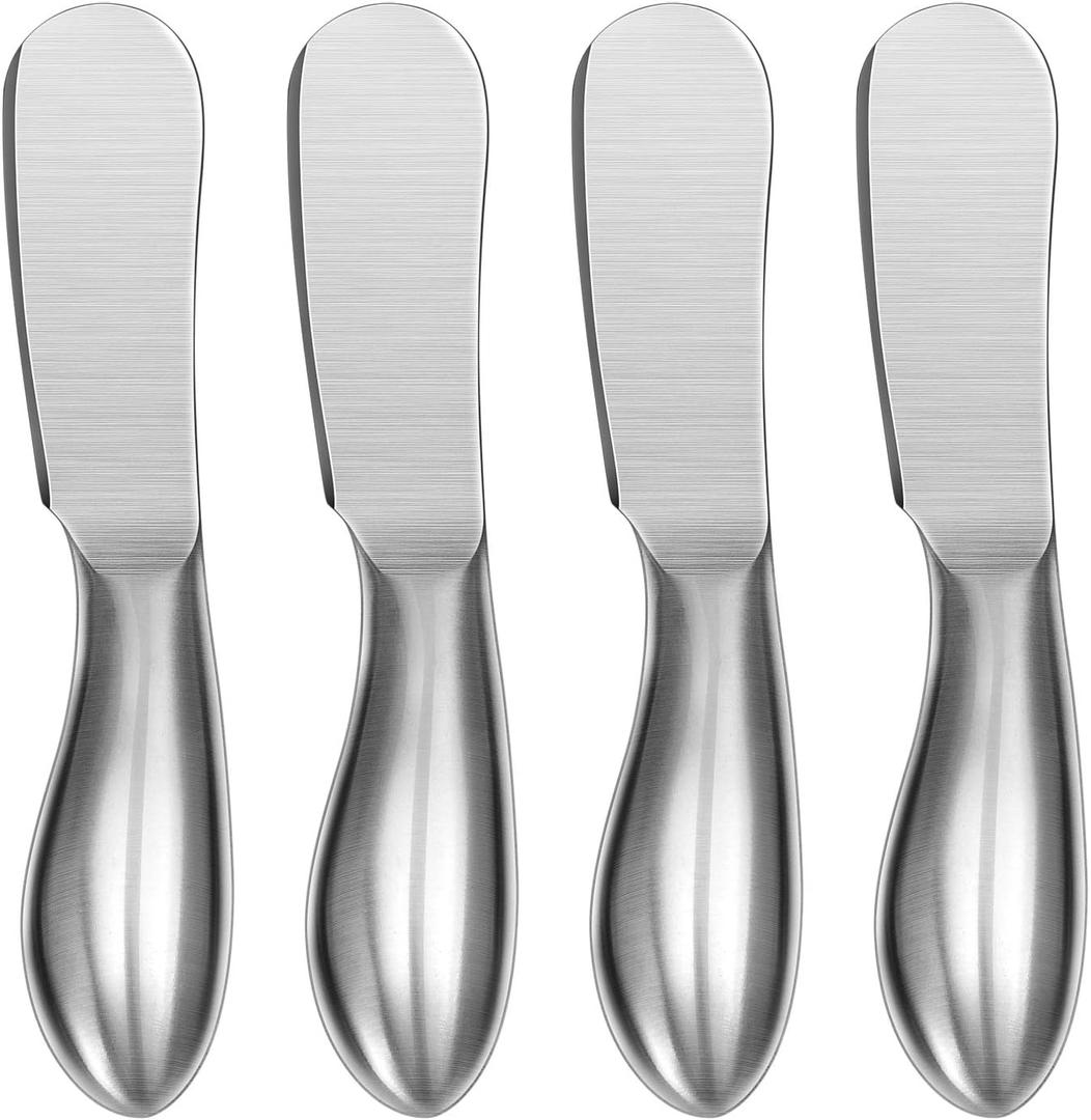 WoneNice Spreader Knife Set, 4-Piece Cheese and Butter Spreader Knives, One-piece Stainless Steel, Gifts for Mothers Day/Birthday/Parties/Wedding/Bridal Shower/Housewarming/Thanksgiving/Christmas